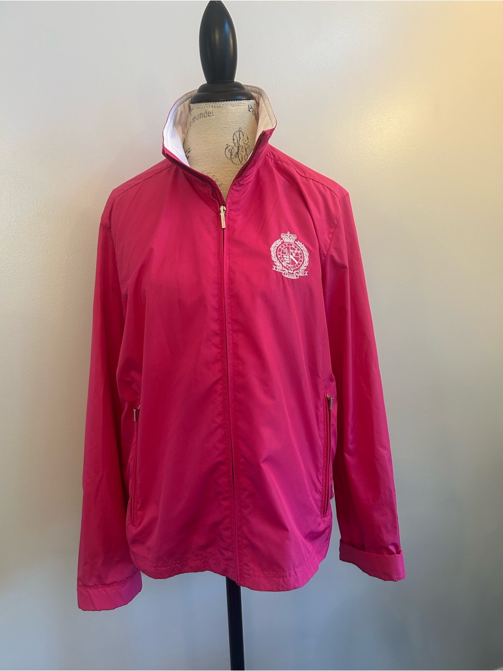 Ralph Lauren Pink Crest Windbreaker Jacket XL Preppy Old Money Country Club - Picture 2 of 5